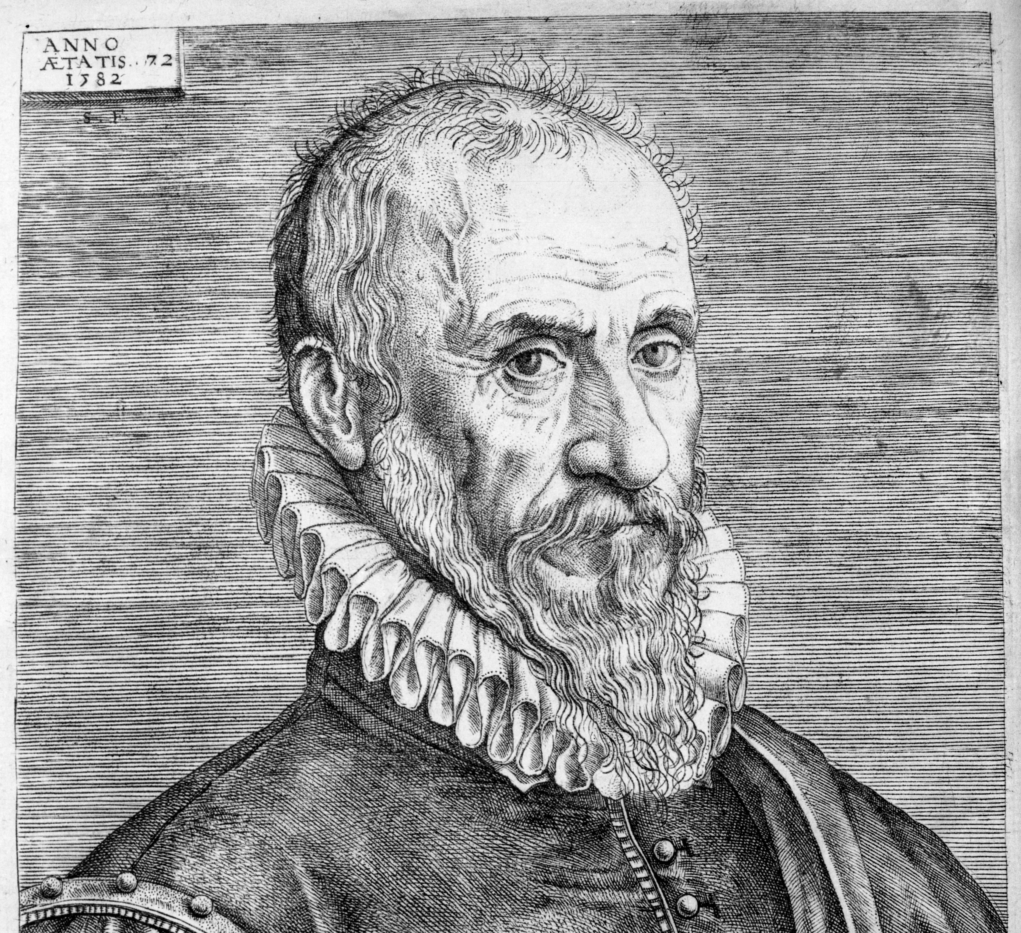 Ambroise Paré, fragment of the engraving portrait dated 1582. Credit: Bibliothèque Interuniversitaire de Santé, Paris.