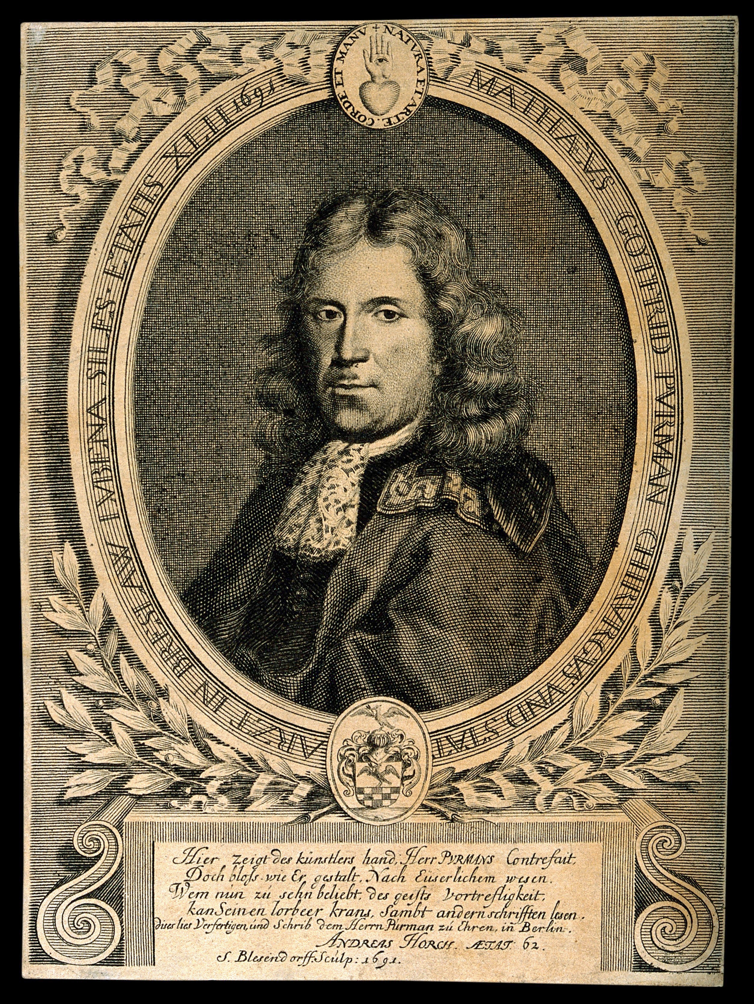 Part of the title from the book "Fünfzig sonder- und wunderbare Schußwundencuren..." Frankfurt/Leipzig, 1693 by Matthaeus Gottfried Purmann (1648–1711)