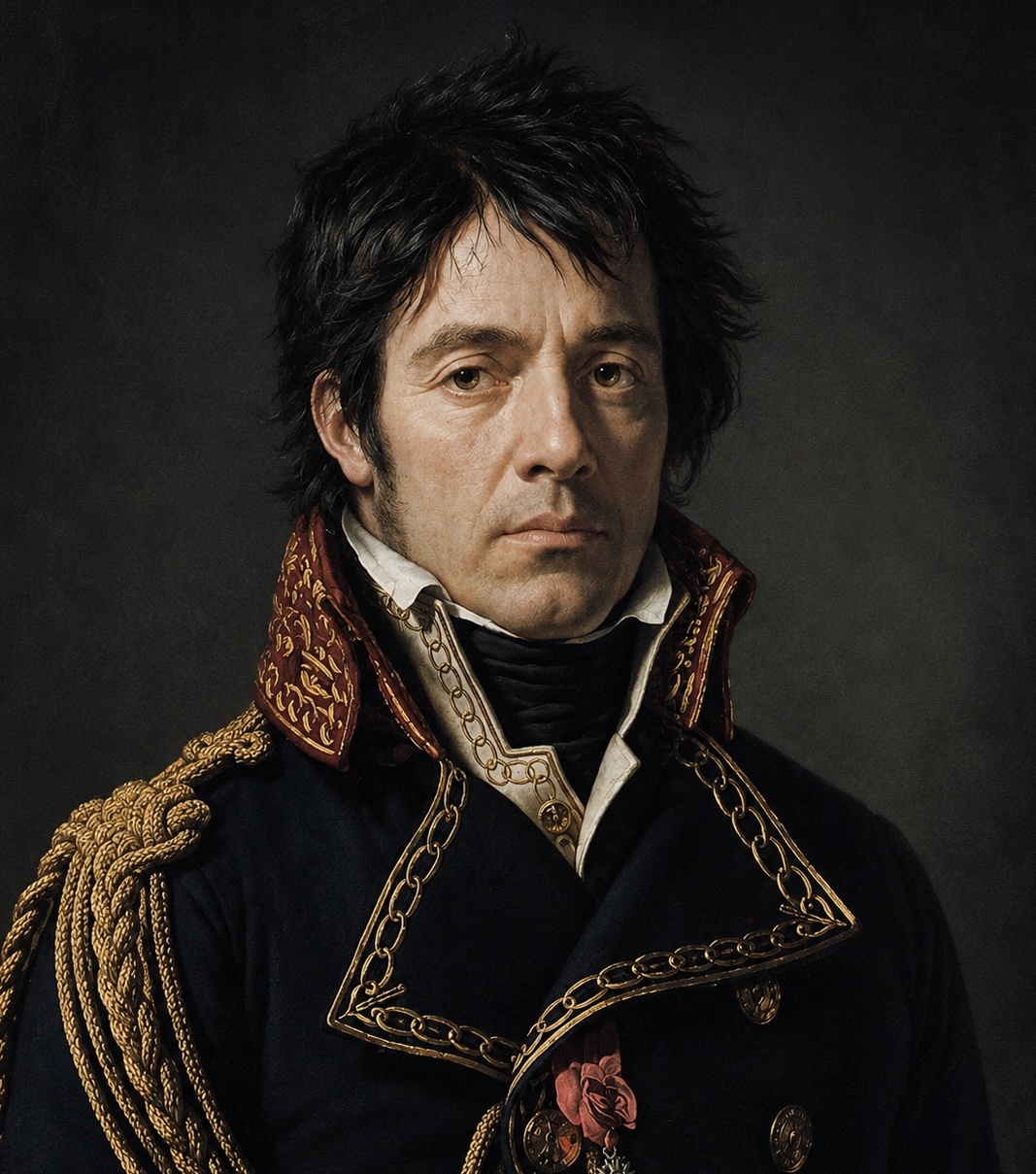 Dominique-Jean Larrey in age of 27 years. An AI-image prompted by author based on the portrait by Anne-Louis Girodet de Roussy-Trioson, 1804