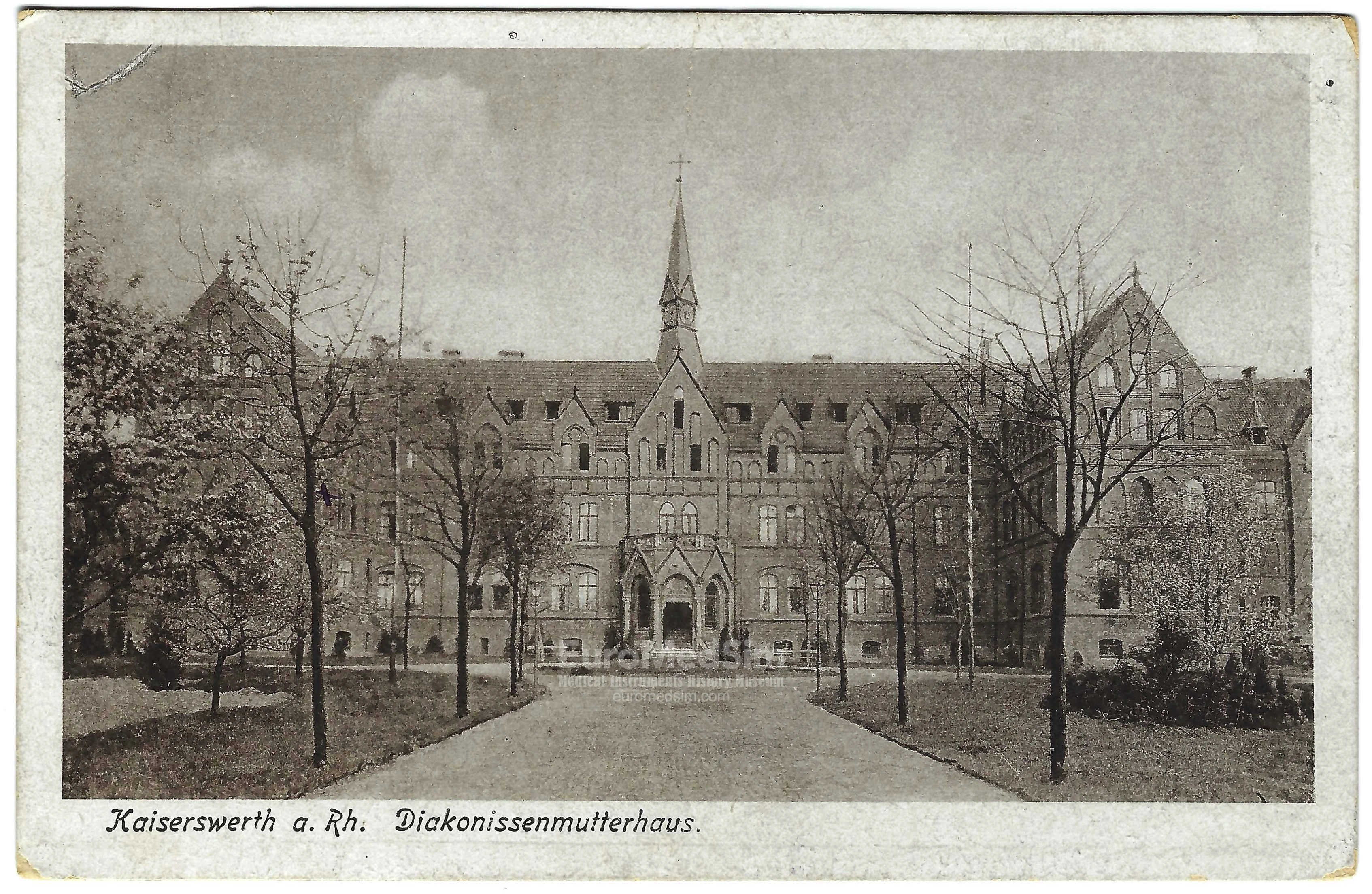 The Kaiserswerth Deaconess Institute (est. 1836). It combined a hospital, a training school, and a communal residence known as the Mutterhaus (Motherhouse). Unmarried Protestant women were trained for nursing, education and social work. Source: EuroMedSim