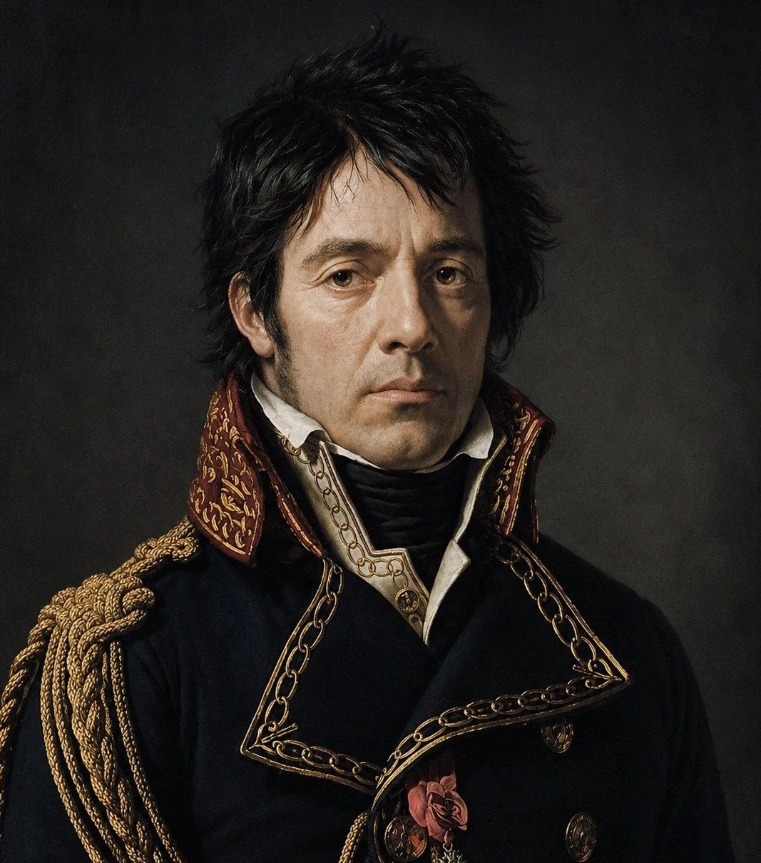 Dominique-Jean Larrey in age of 27 years. An AI-image prompted by author based on the portrait by Anne-Louis Girodet de Roussy-Trioson, 1804