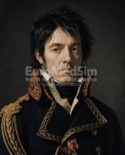 Dominique-Jean Larrey in age of 27 years. An AI-image prompted by author based on the portrait by Anne-Louis Girodet de Roussy-Trioson, 1804