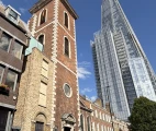 Old Operating Theatre Museum and Herb Garret in London. The museum is located near London Bridge Station and Borough Market. The Shard Skyscraper can be seen in the background