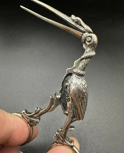 Midwifery stork clamp for umbilical cord, silver-made