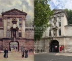 A comparative view of Henry VIII’s Gate leading to St. Bartholomew’s Hospital. On the left is the current postcard from 1905, on the right — contemporary photography (2026). Source: EuroMedSim