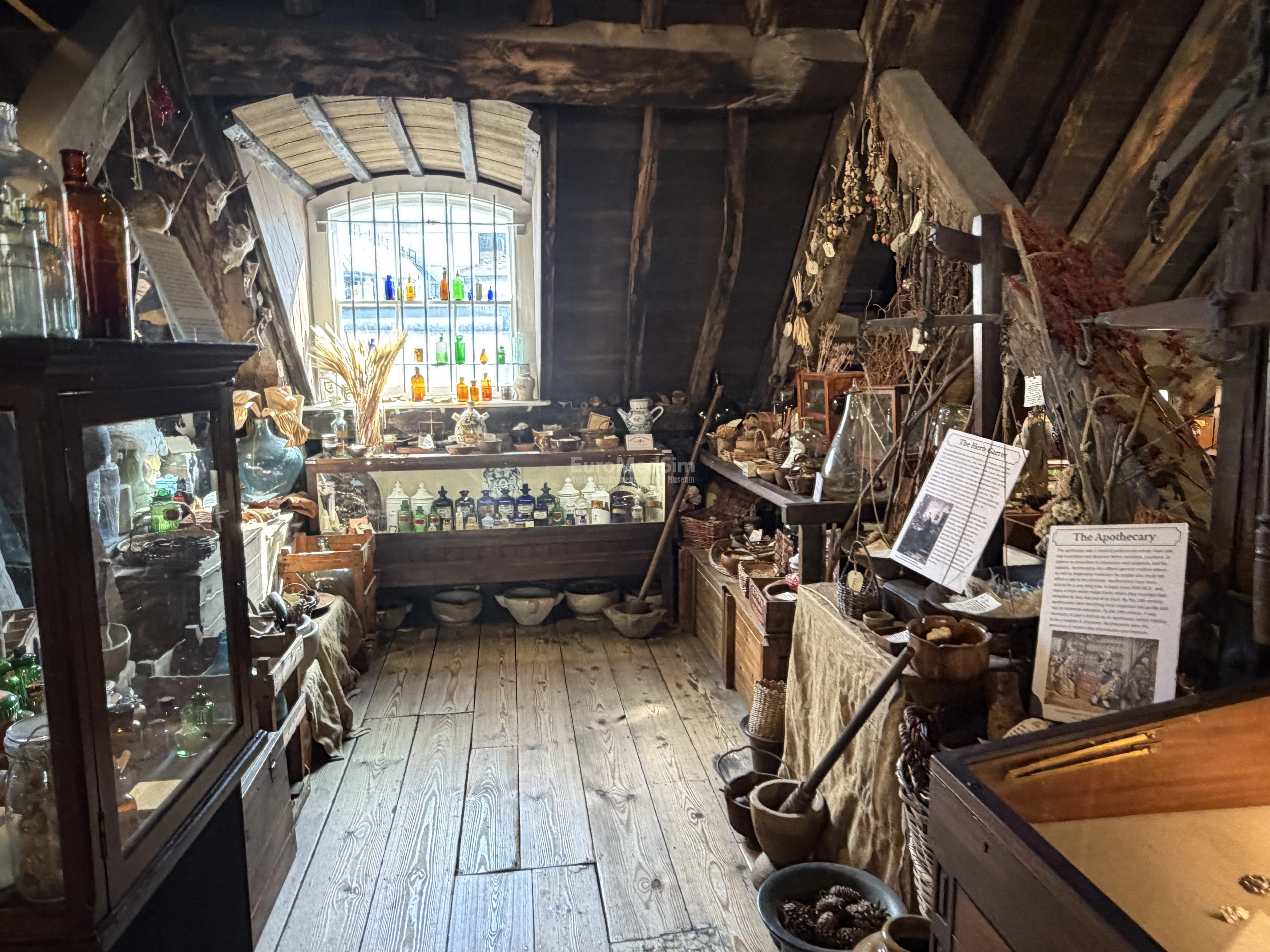 Historical Garret in the St Thomas Church. Antique Pharmacology. The Old Operating Theatre Museum and Herb Garret in London