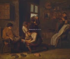 Scene at the Barber-Surgeon, unknown Dutch, XIX c.