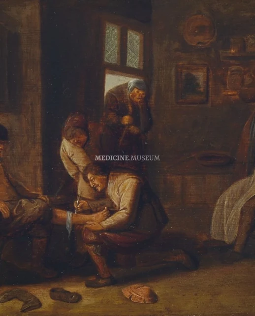 Scene at the Barber-Surgeon, unknown Dutch, XIX c.