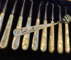 Dental Mirror and Pluggers with Mother of Pearl Handles. Fine Presentation Dentistry and Surgical Chest, English, late 19th century