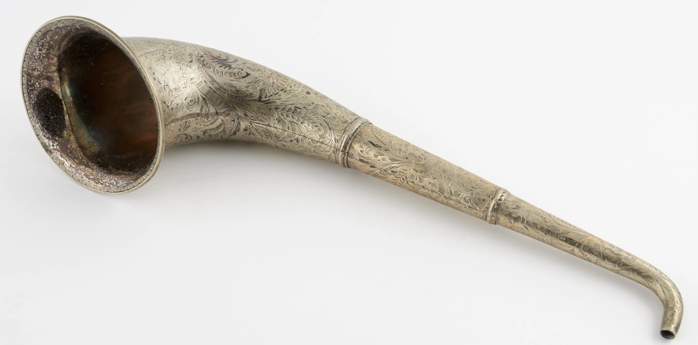 Silver plated telescoping ear trumpet, length from 18 to 35 cm. F. C. Rein and Son. Credit: Science Museum, London
