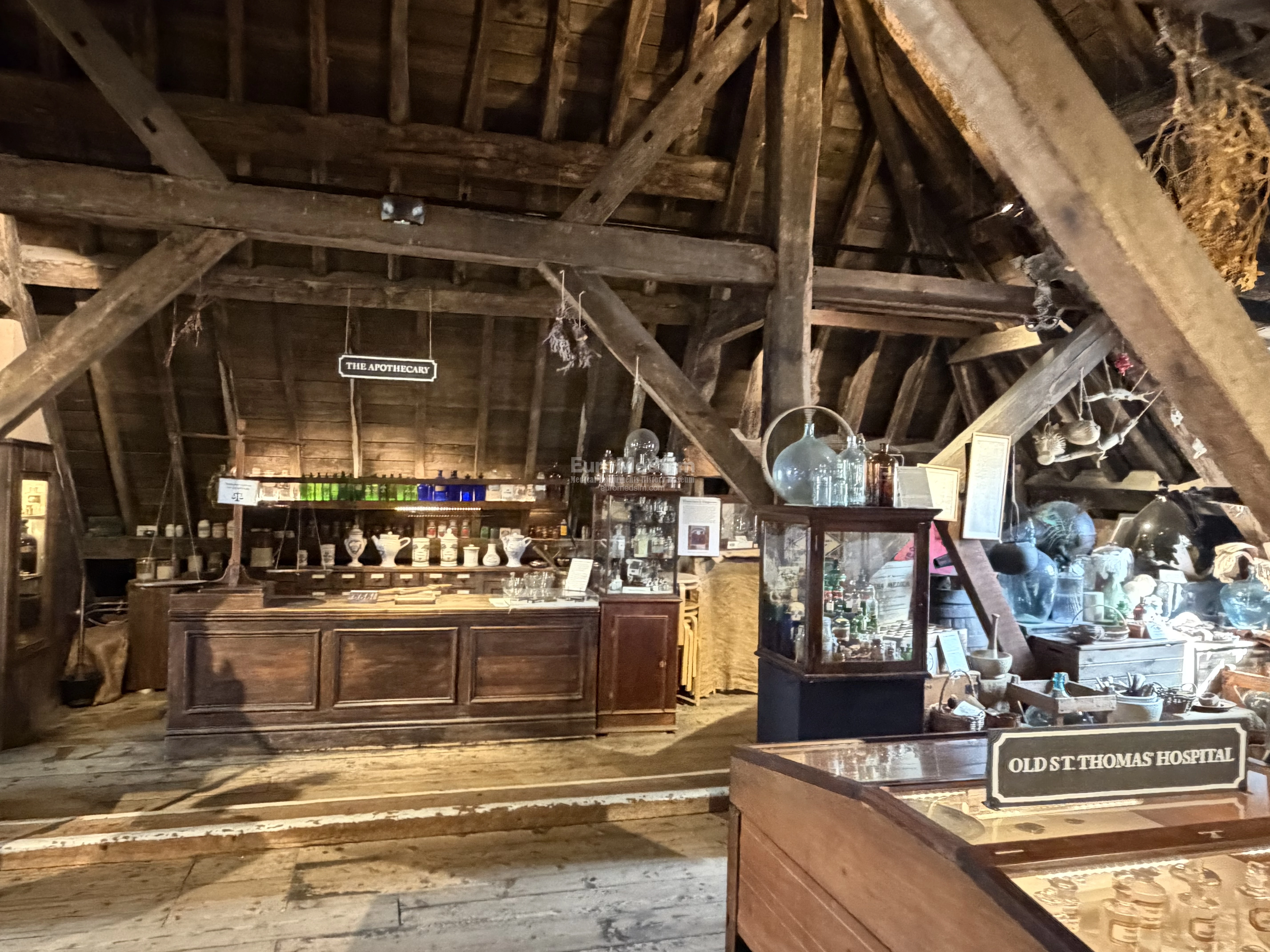 Historical Garret in the St Thomas Church. Antique Pharmacology. The Old Operating Theatre Museum and Herb Garret in London