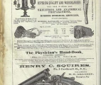 Surgical instruments, guns and rifles are displayed at the same  page of advertisements. The Quarterly Epitome, 1881