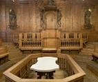 Anatomical Theatre, known as Teatro Anatomico, nestled in the Palazzo dell’Archiginnasio, Bologna University, Italy