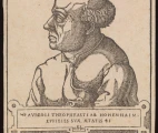 Aureolus Theophrastus Bombastus von Hohenheim, aka Paracelsus. Woodcut by A. Hirschvogel 1538. Source: Wellcome Collection, London, UK