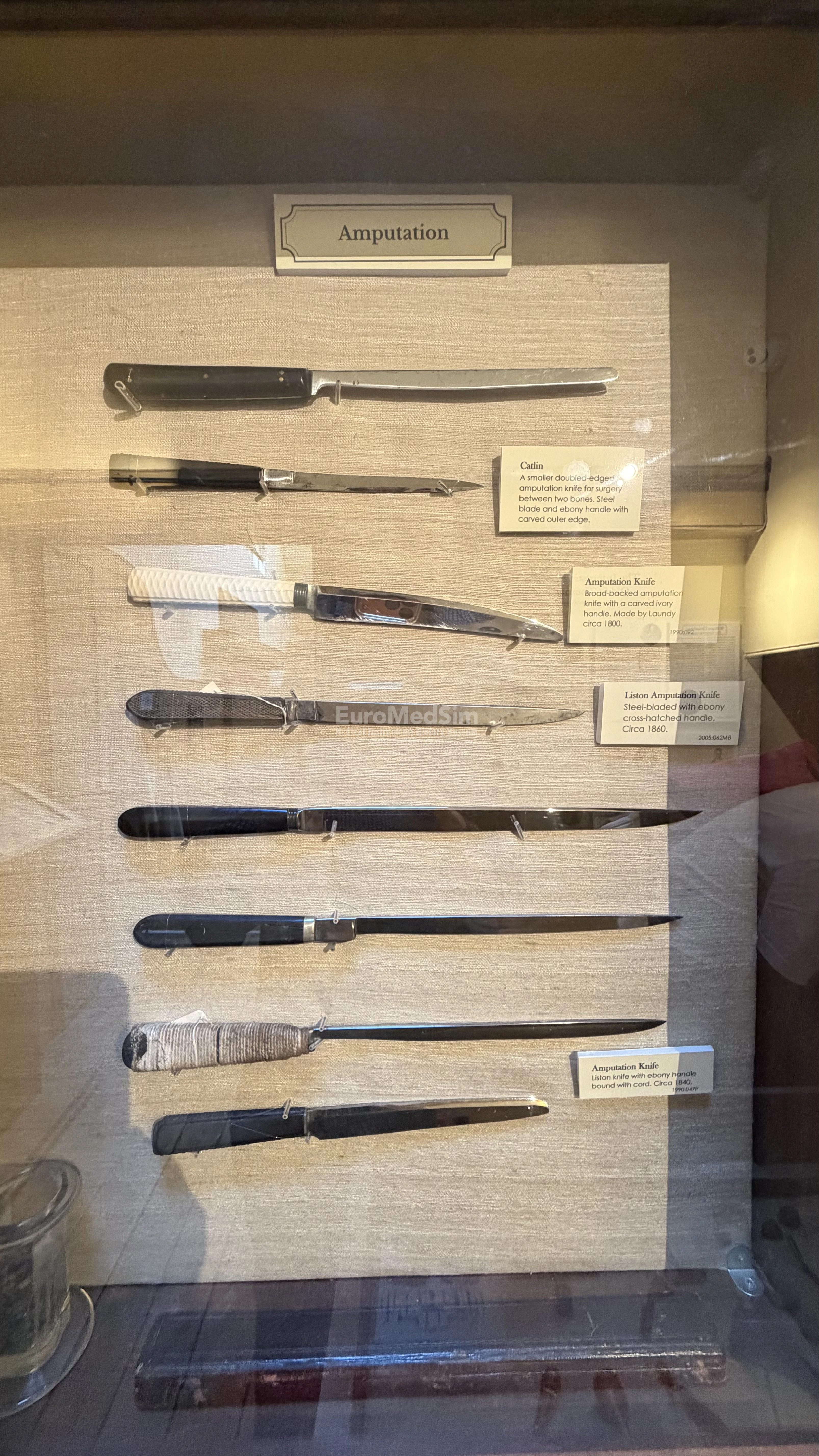 Set of amputation knives at the Old Operating Theatre Museum and Herb Garret in London