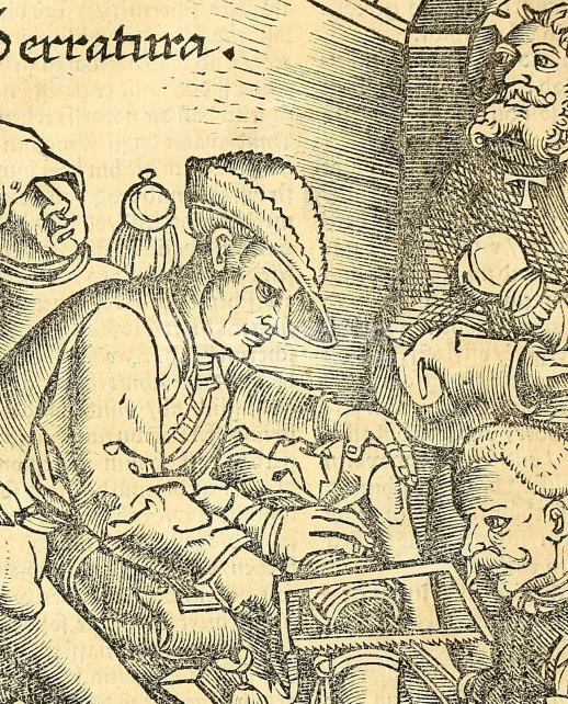 The field-surgeon performing leg's amputation. Illustration from the Feldtbuch Der Wundarzney by Hans von Gersdorff. Source: The Francis A. Countway Library of Medicine, Harvard School of Medicine, USA