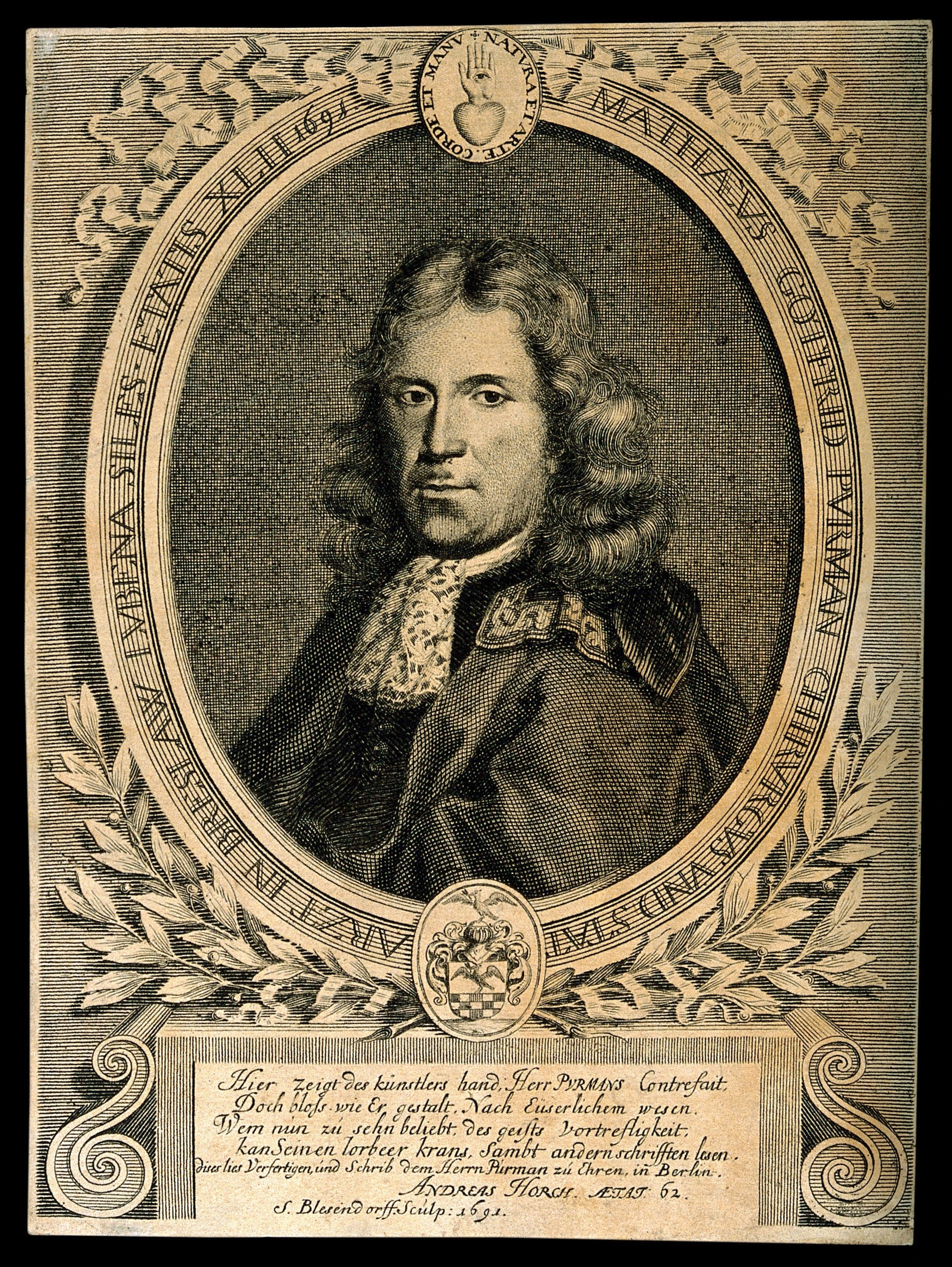 Part of the title from the book "Fünfzig sonder- und wunderbare Schußwundencuren..." Frankfurt/Leipzig, 1693 by Matthaeus Gottfried Purmann (1648–1711)